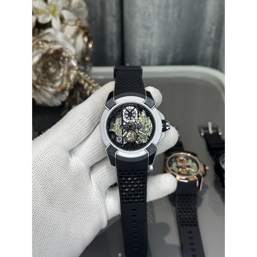 Jacob&Co. Ram. Silver Black Quartz Watch