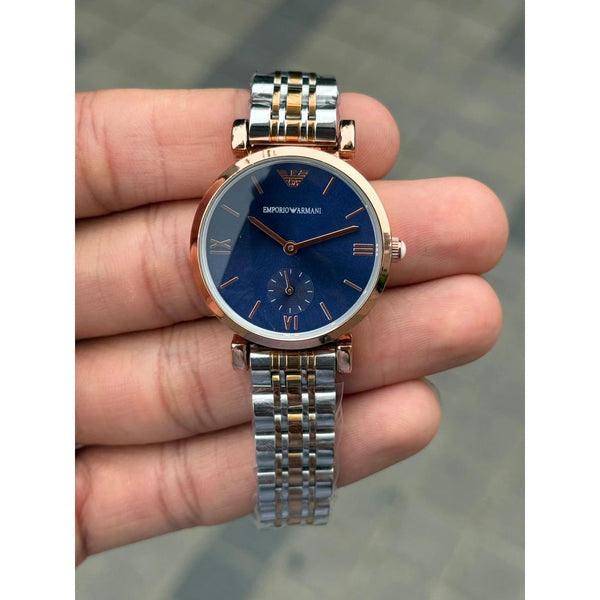 Emporio Arman i Women Two Tone Blue Dial Roman