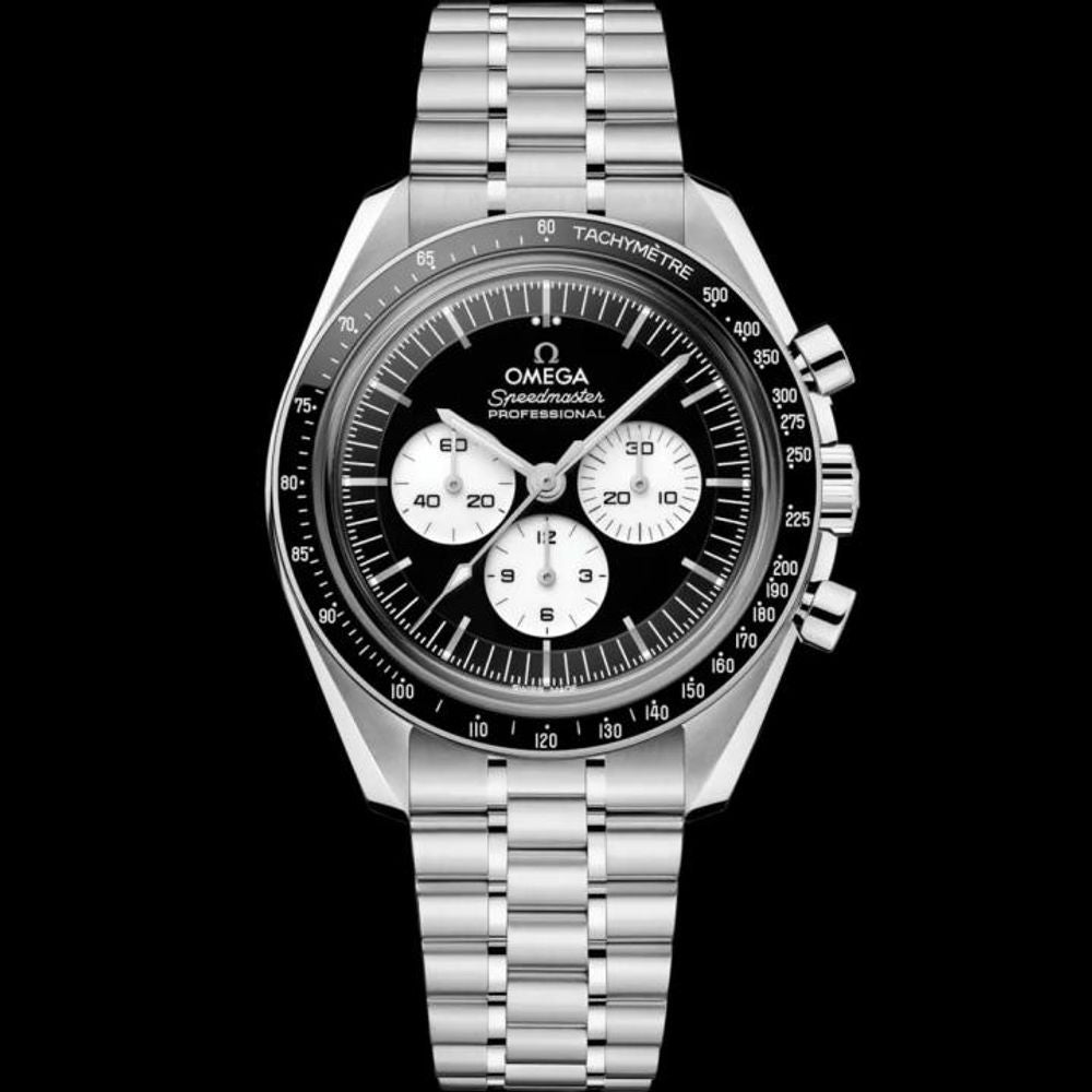 Omegha Speedmaster Moonwatch Professional silver Black white chronograph