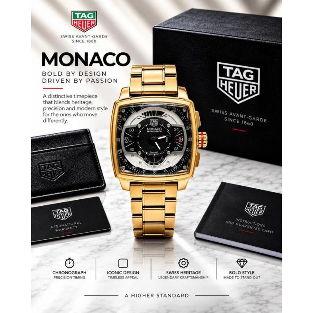 tag huer  Monaco  Mikrograph quartz movement (steel mettal)