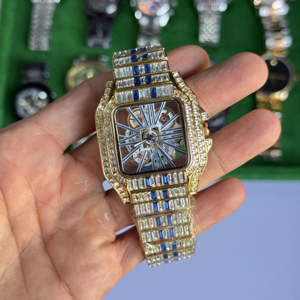 Cartiarr Santos Diamond Quartz (GoldBlue)