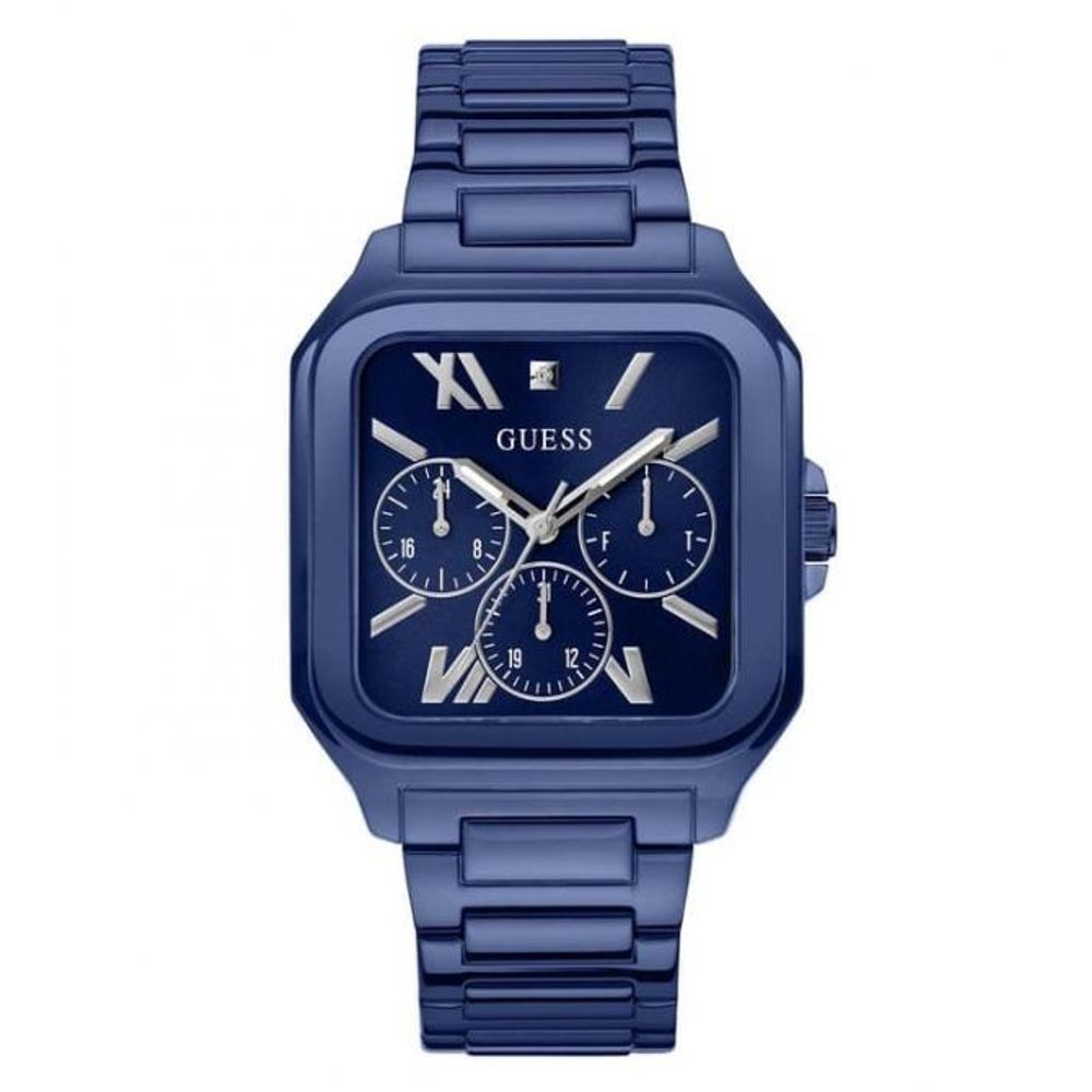 Gues_s Men Headline Square Gunmetal Analogue blue
