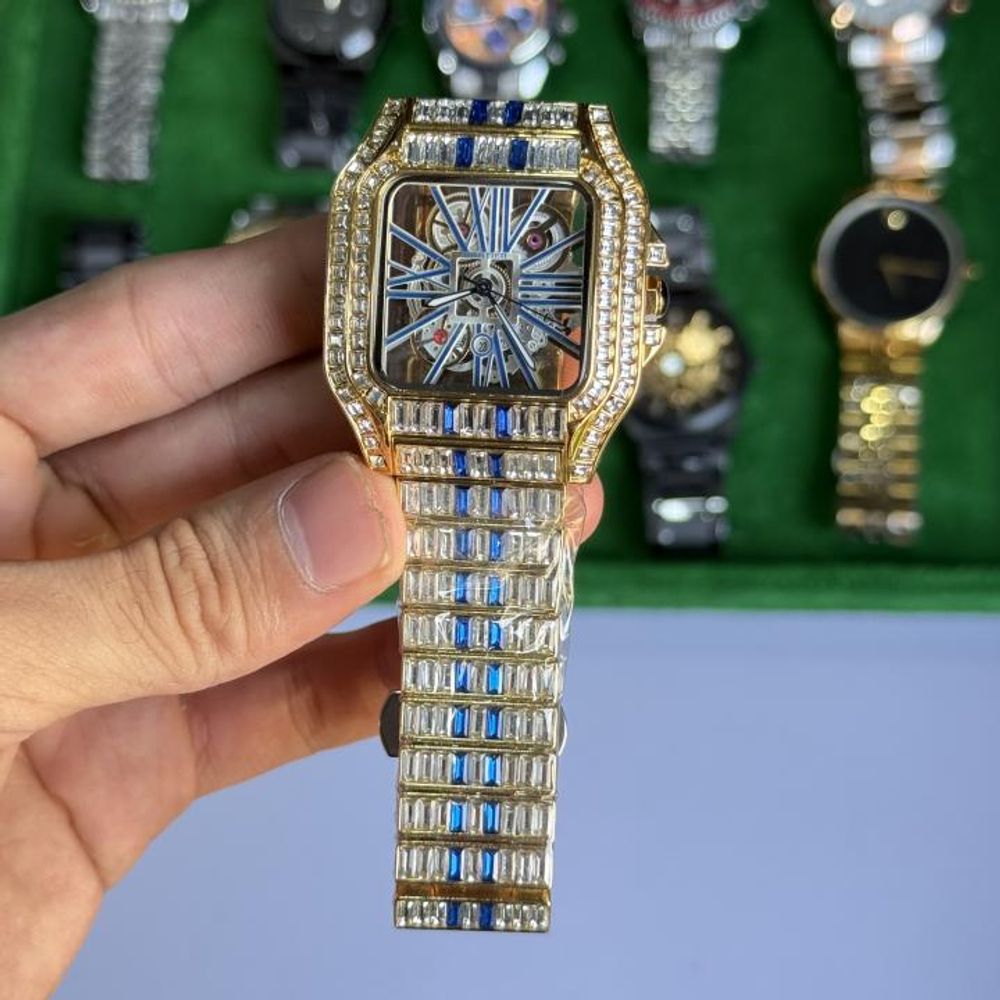 Cartiarr Santos Diamond Quartz (GoldBlue)