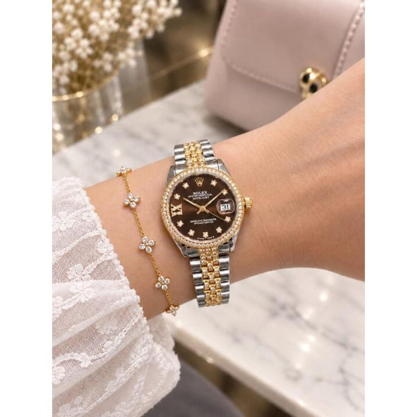 Roleex Women Oyster Perpetual Date Just Gold Two Tone
