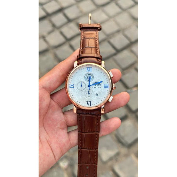 Cartiar sun moon date all working premium leather belt watch
