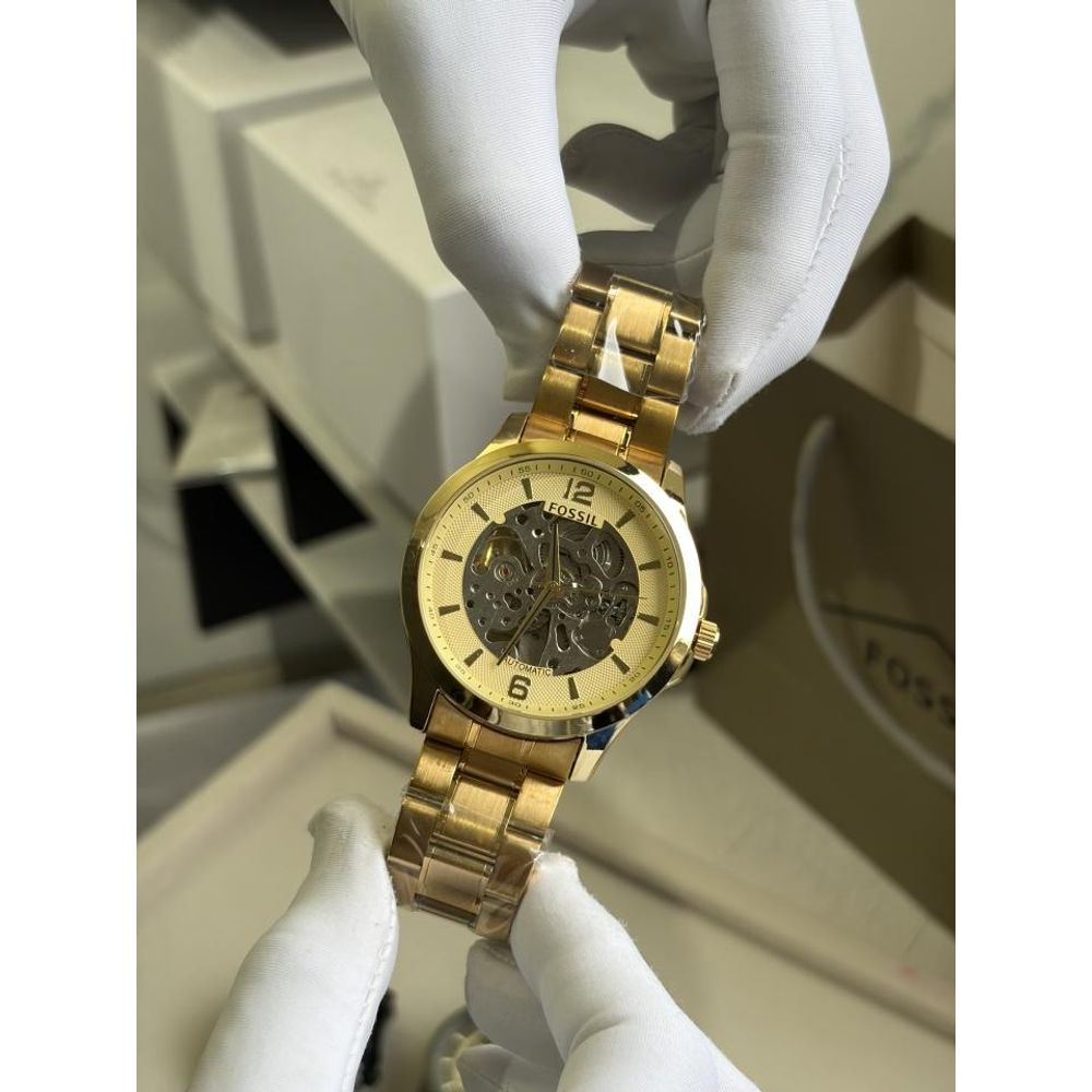 FOSSIIL SKELETON AUTOMATIC HEAVY QUALITY GOLD GOLD 782