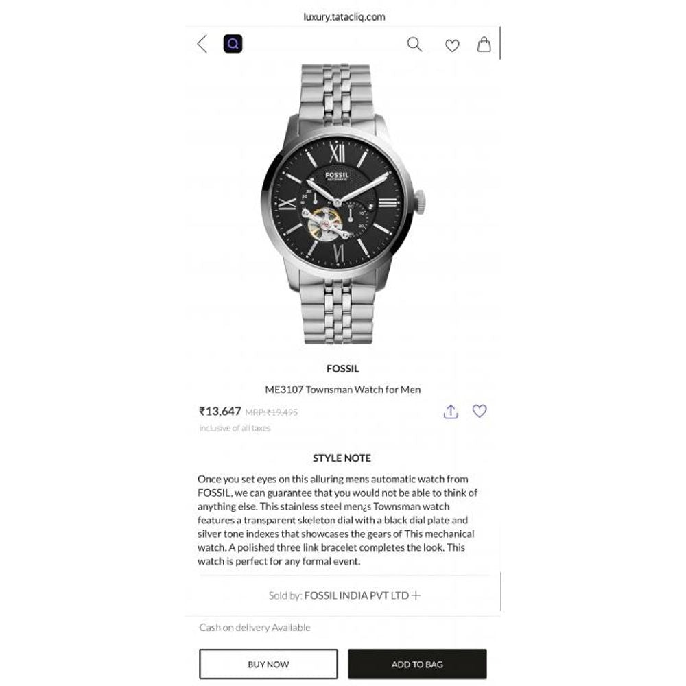 Fossii_l Townsman Automatic ME3107