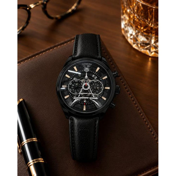 Tag Heuee_r Carrera Paris EiffelTower Leather Full Black