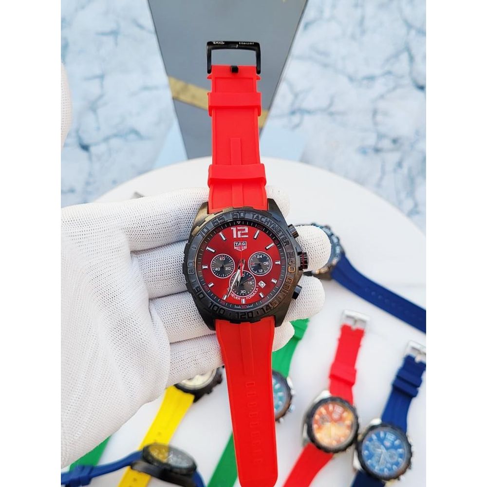 SALEAT Tag Huer FORMULA 1 CHRONOGRPH BLACK RED SILICON BELT AT362