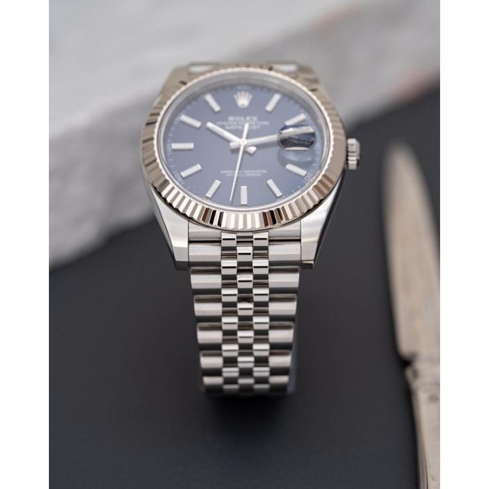 Rolee_x Oyster Perpetual Date Just Silver Blue