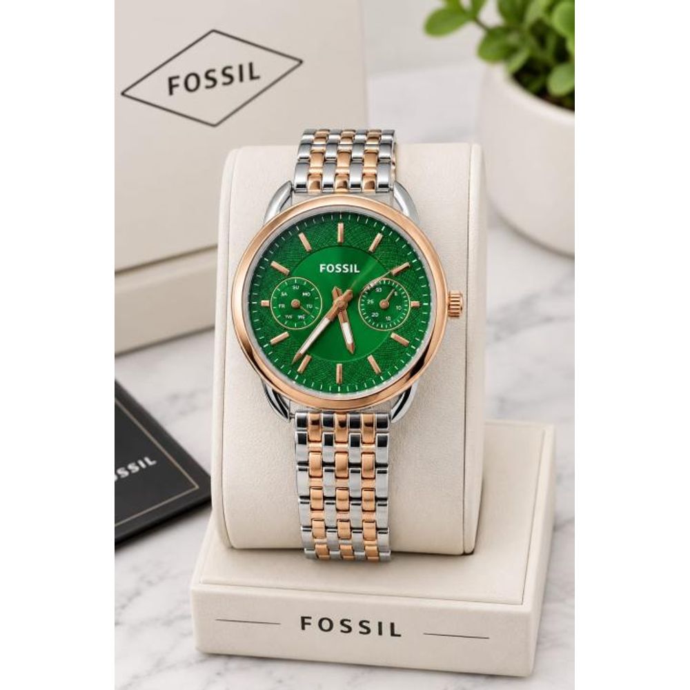 Fossiil Tailor Rosegold Twotone Green