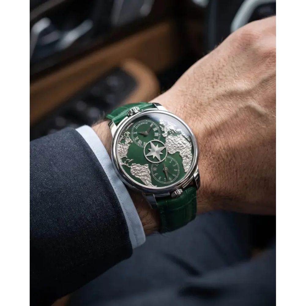 Jacob & Co. The World Is Yours Dual Time Zone Green Silver