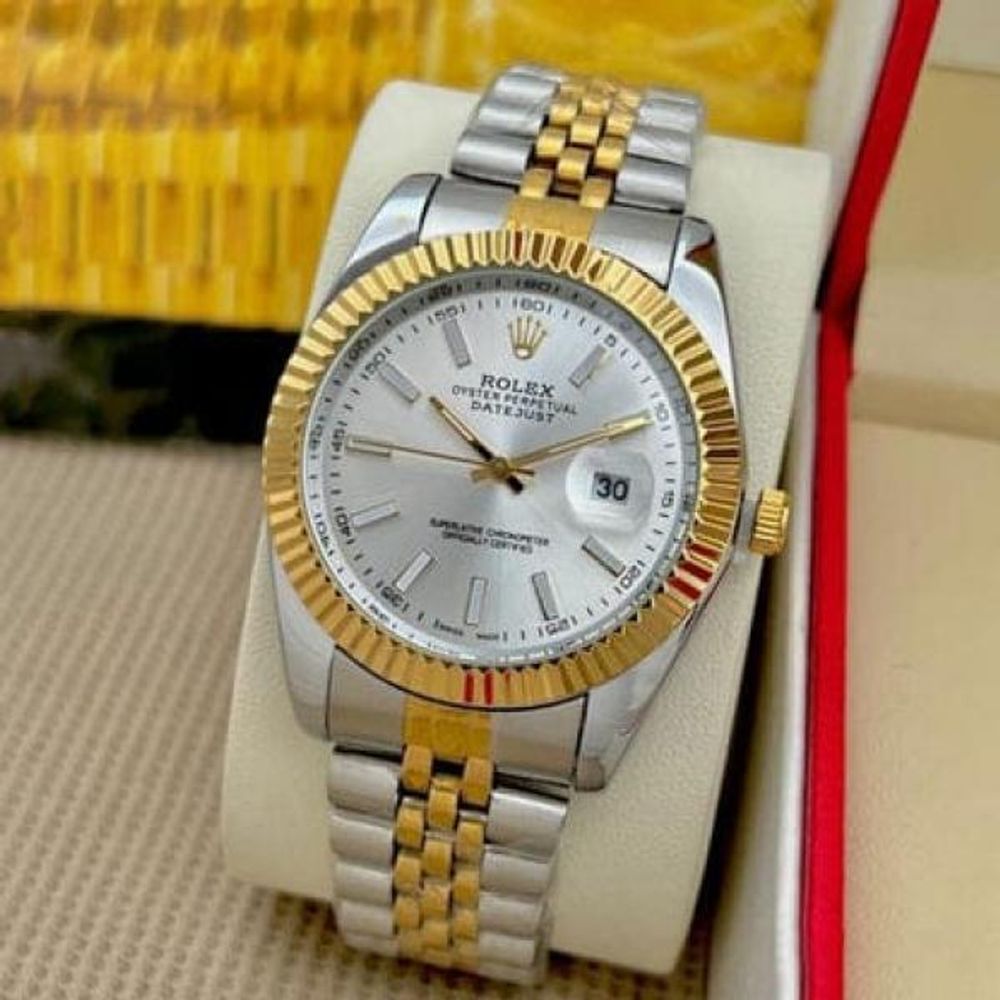 Rollex Oyster perpetual Date just Automatic TT Gold WHITE   490