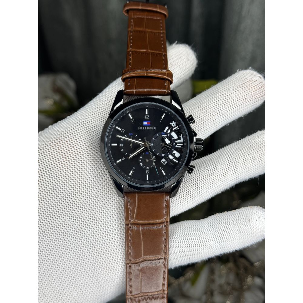 Tommy Hilfige r Black Brown Chronograph Premium Watch