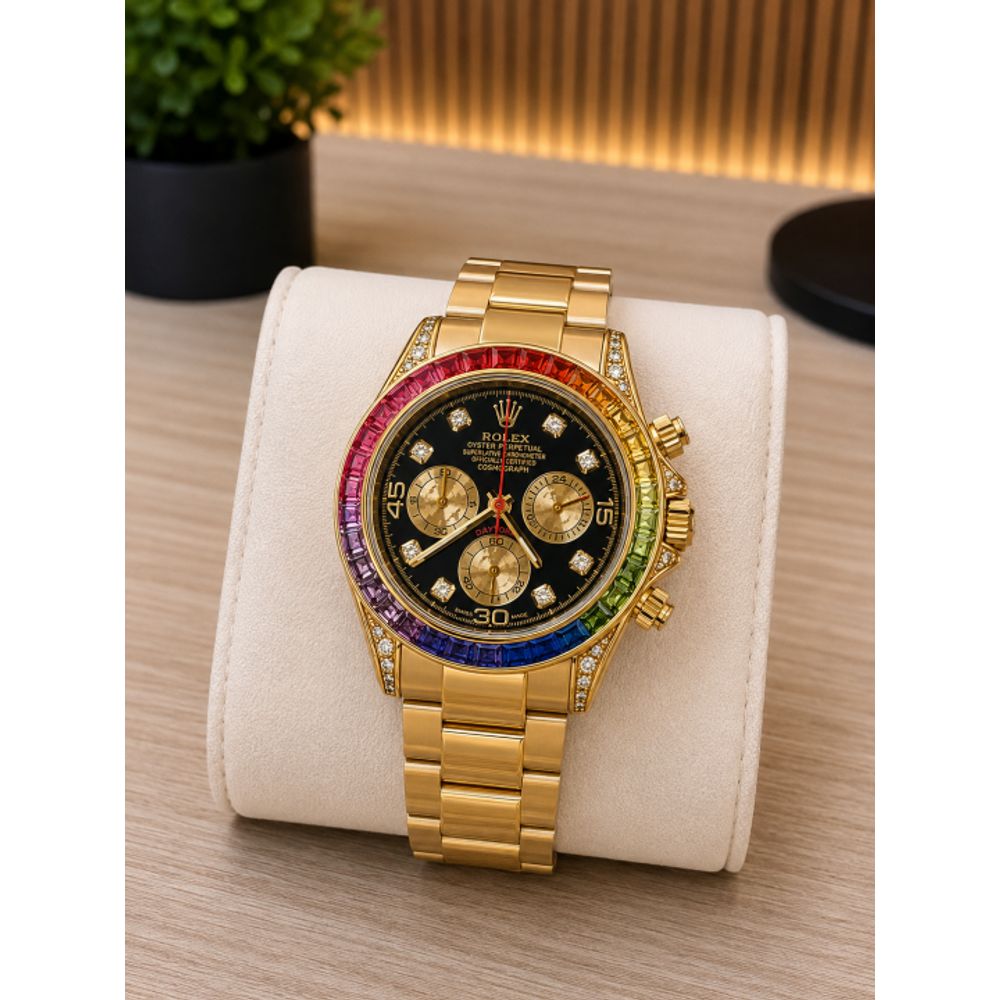 ROLLEX RAINBOW GOLD BLACK DIAL AT235
