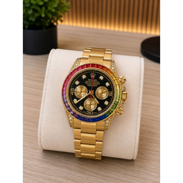 ROLLEX RAINBOW GOLD BLACK DIAL AT235