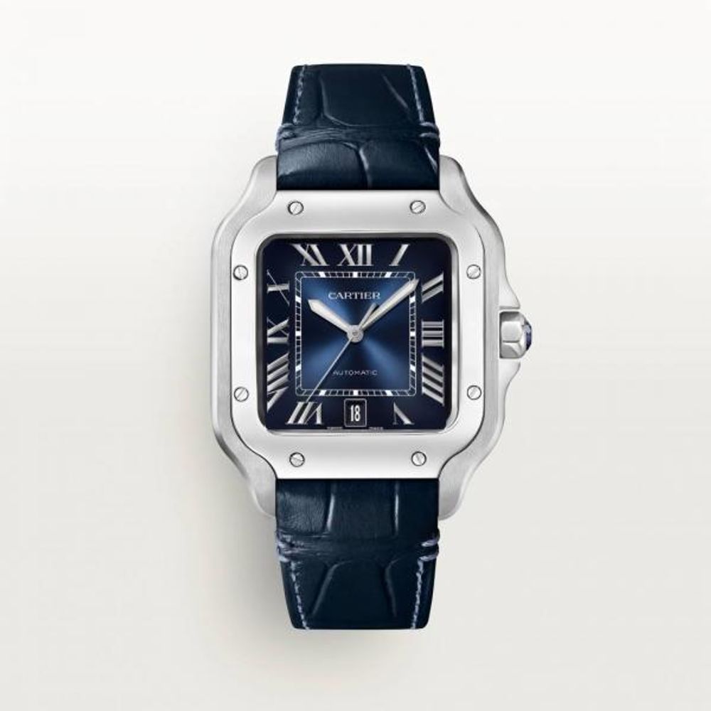 Cartiie_r Santos Automatic blue Roman ank