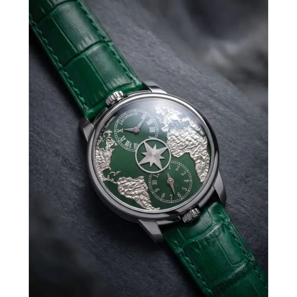 Jacob & Co. The World Is Yours Dual Time Zone Green Silver