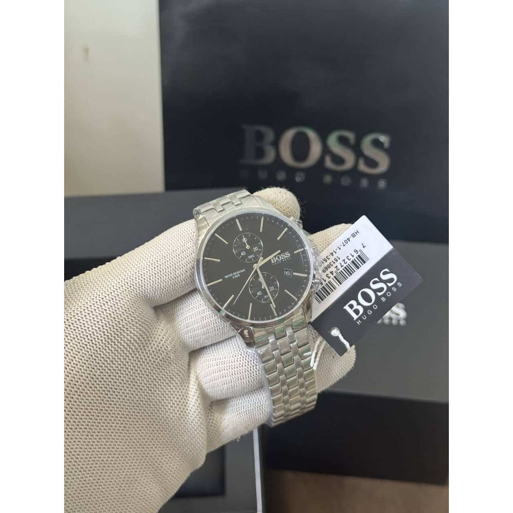 Hugo  Boss Associate Silver-Black Chronograph Metal Luxury Watch