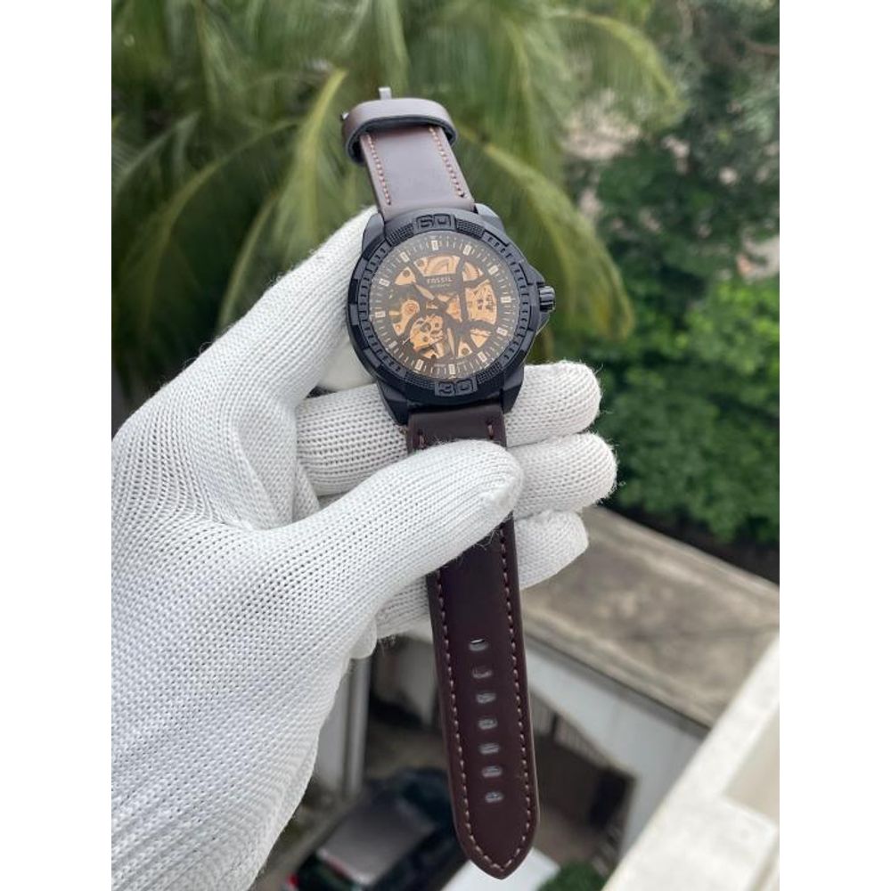 FOSSSIL  BRONSON AUTOMATIC BROWN LEATHER AT319