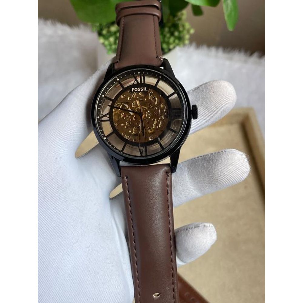 FOSIL TOWNSMAN AUTOMATIC DARK BROWN LEATHER BELT AT165
