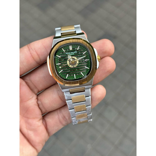 Patek Phillip e Nautilus Automatic Skeleton Gold Two Tone Green
