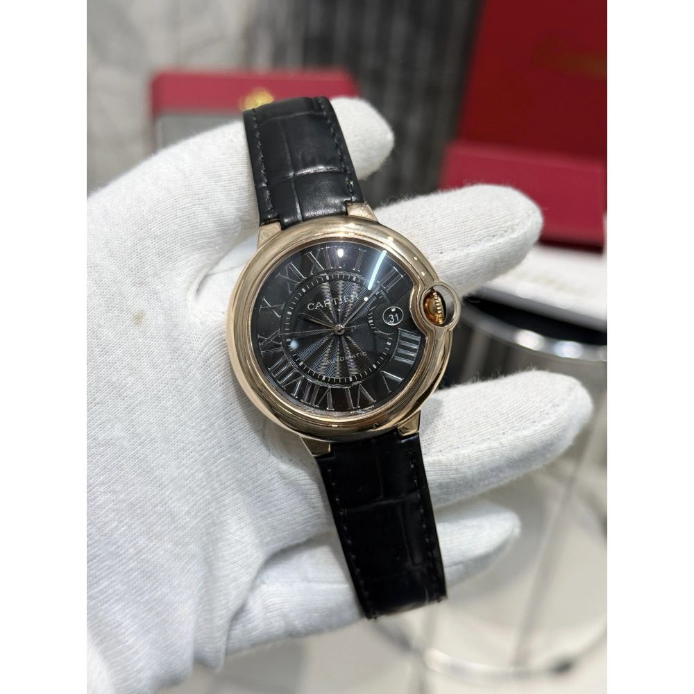 CARTIER BALLON BLACK ROSEGOLD WITH CROCO STRAP