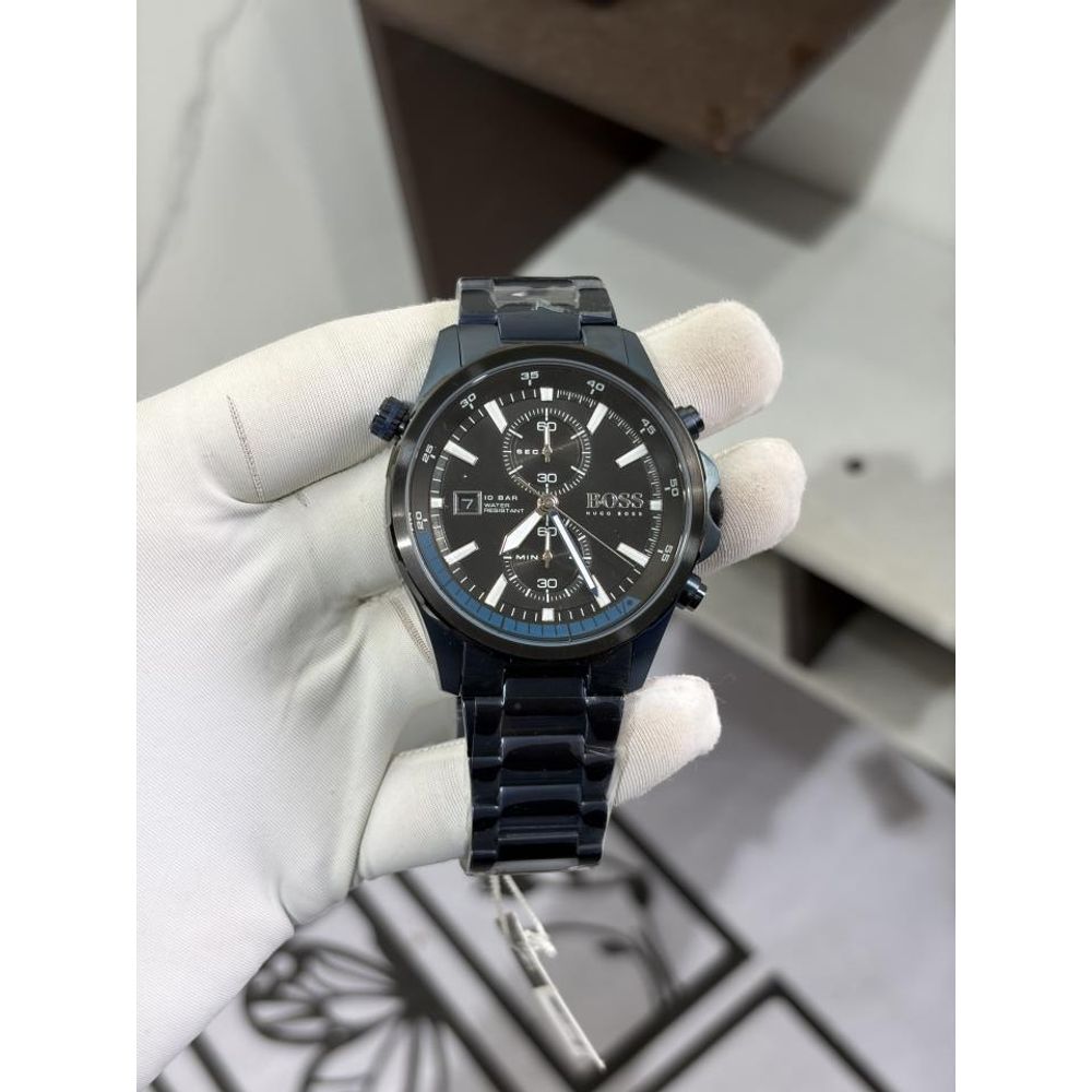 Hugo Bos globetrotter chronograph blue steel strap hvy 11 (4)