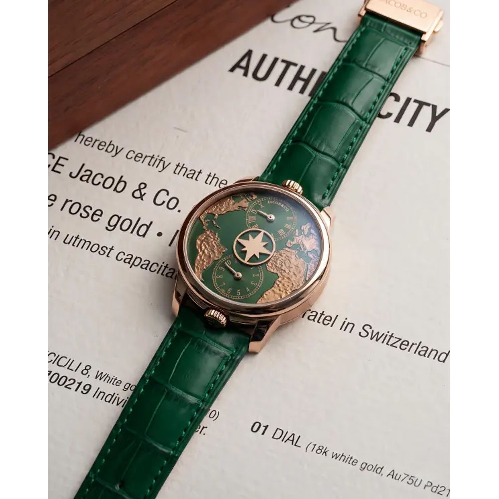 Jacob & Co. The World Is Yours Dual Time Zone Green Copper