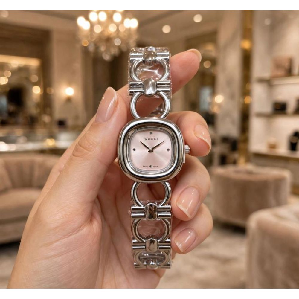 GUCHI SILVER PINK WATCH FOR HER 1061