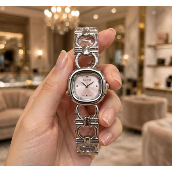 GUCHI SILVER PINK WATCH FOR HER 1061