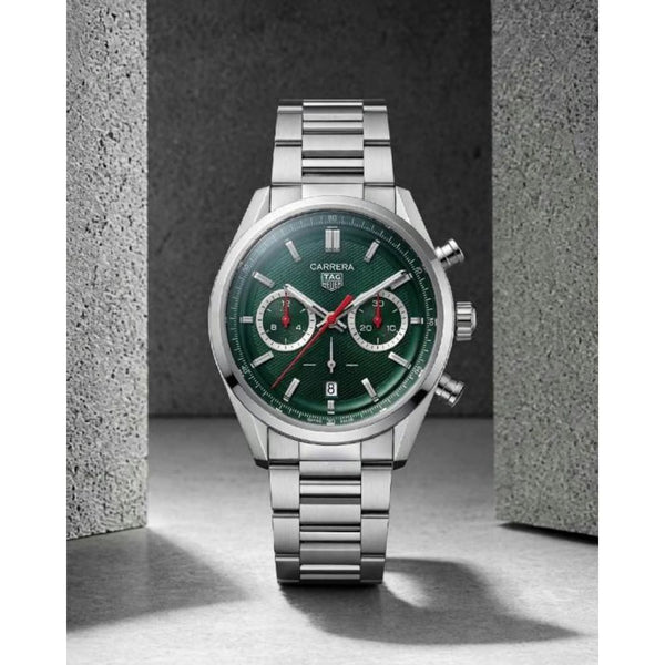 TAG Heuuer Carrera Chronograph silver green