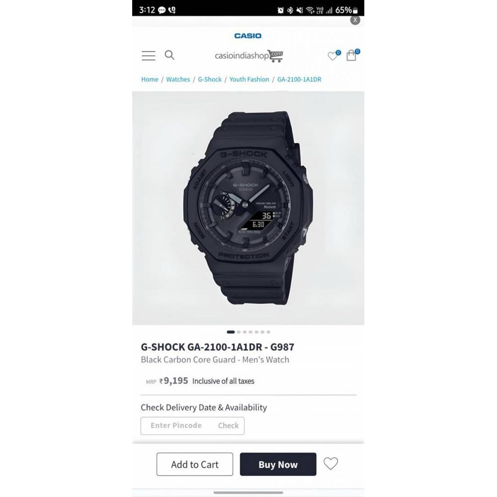 Casio g shock ga2100 full black
