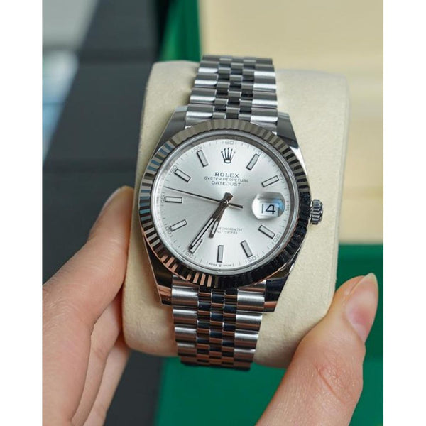 Rolee_x Oyster Perpetual Date Just Silver-White