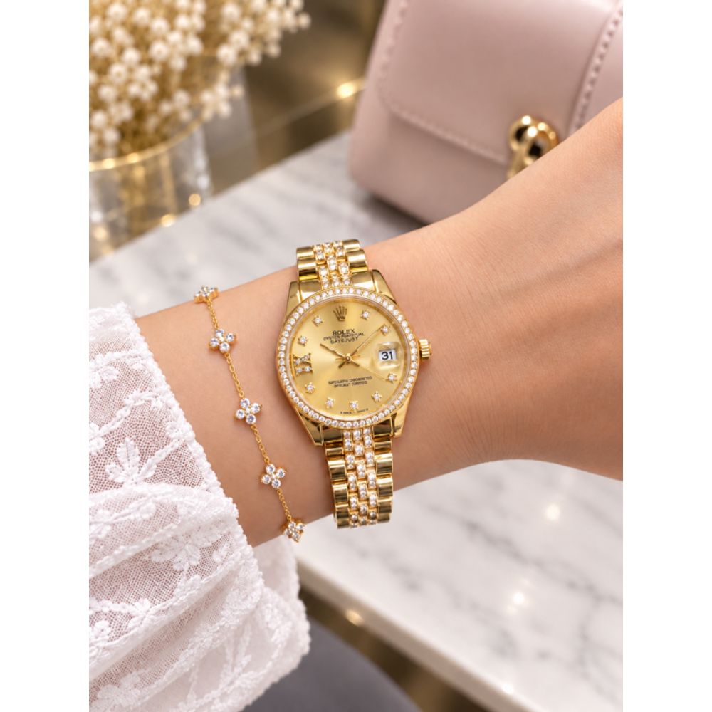 Roleex Women Oyster Perpetual Date Just Gold
