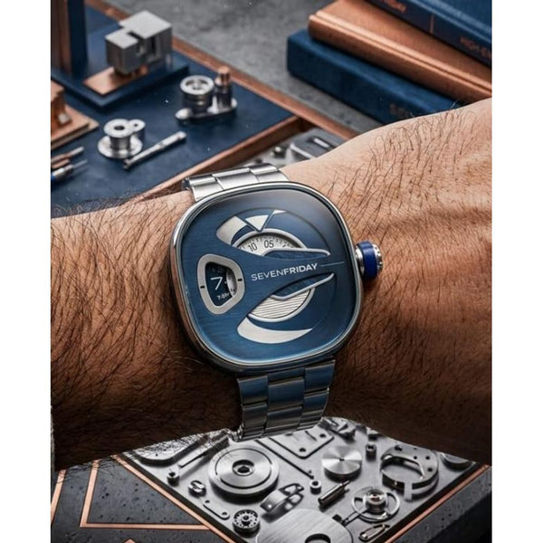 Seven Friday M-series Square Metal Silver Blue Dial