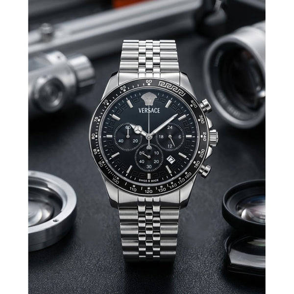 Versace Greca Chronograph Silver-Black