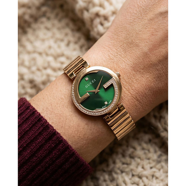 Guchi Interlocking G Rose-Gold Green