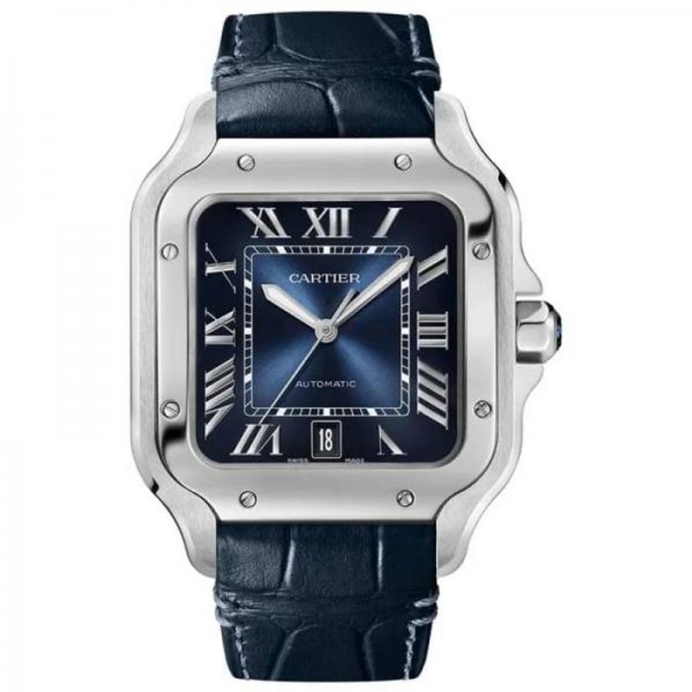 Cartiie_r Santos Automatic blue Roman ank