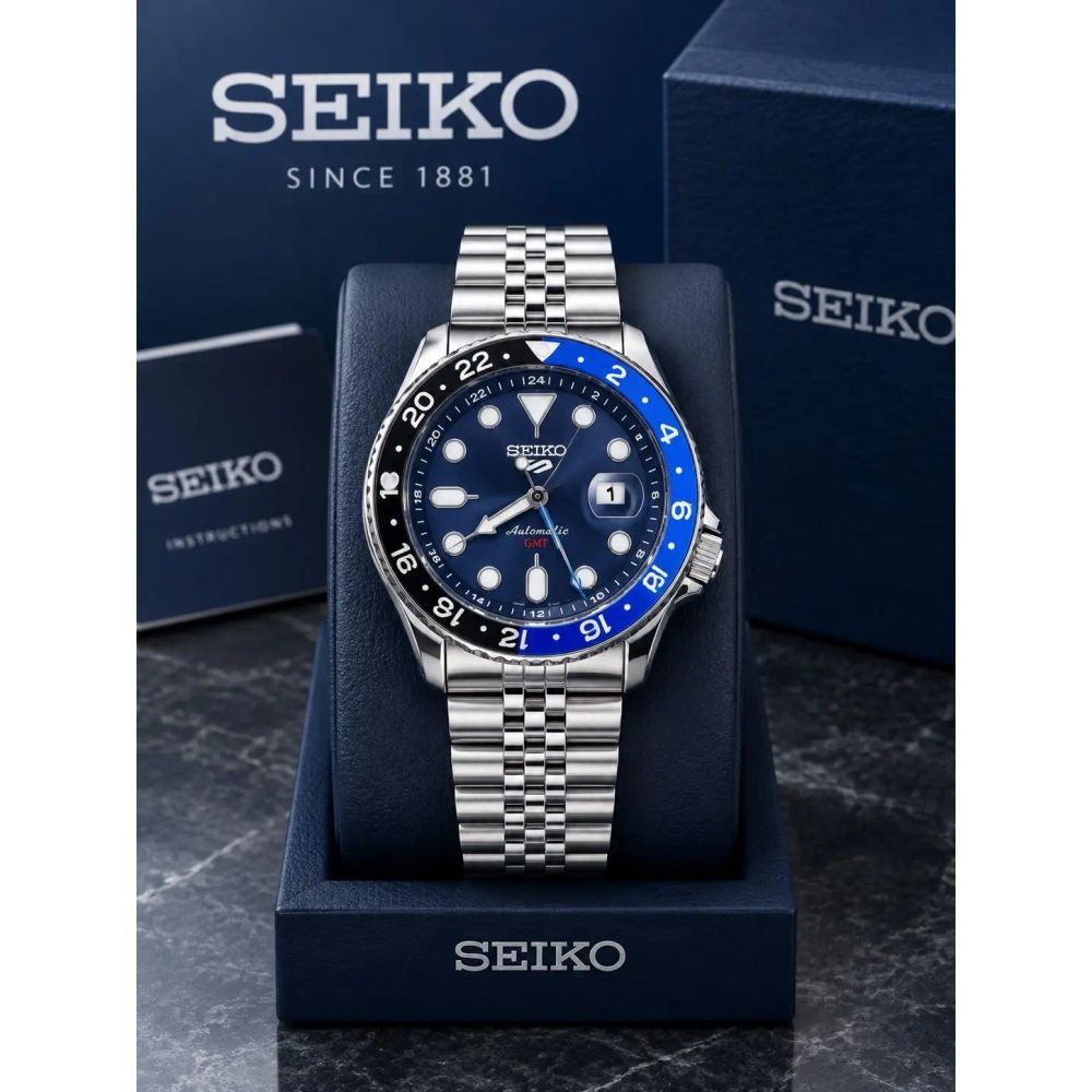 Seik o Gmt Silver Blue Premium Watch