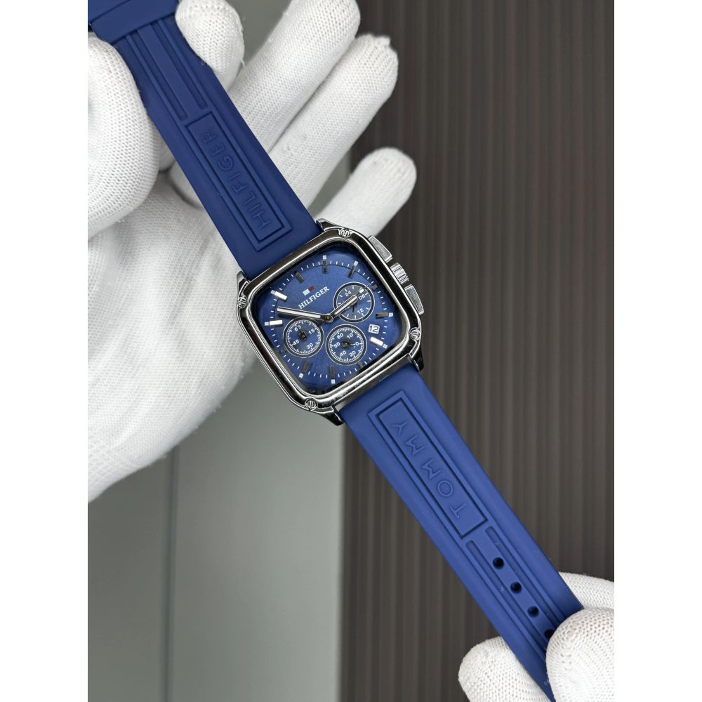Tommy Hilfige r Silver Blue Square Premium Chrono