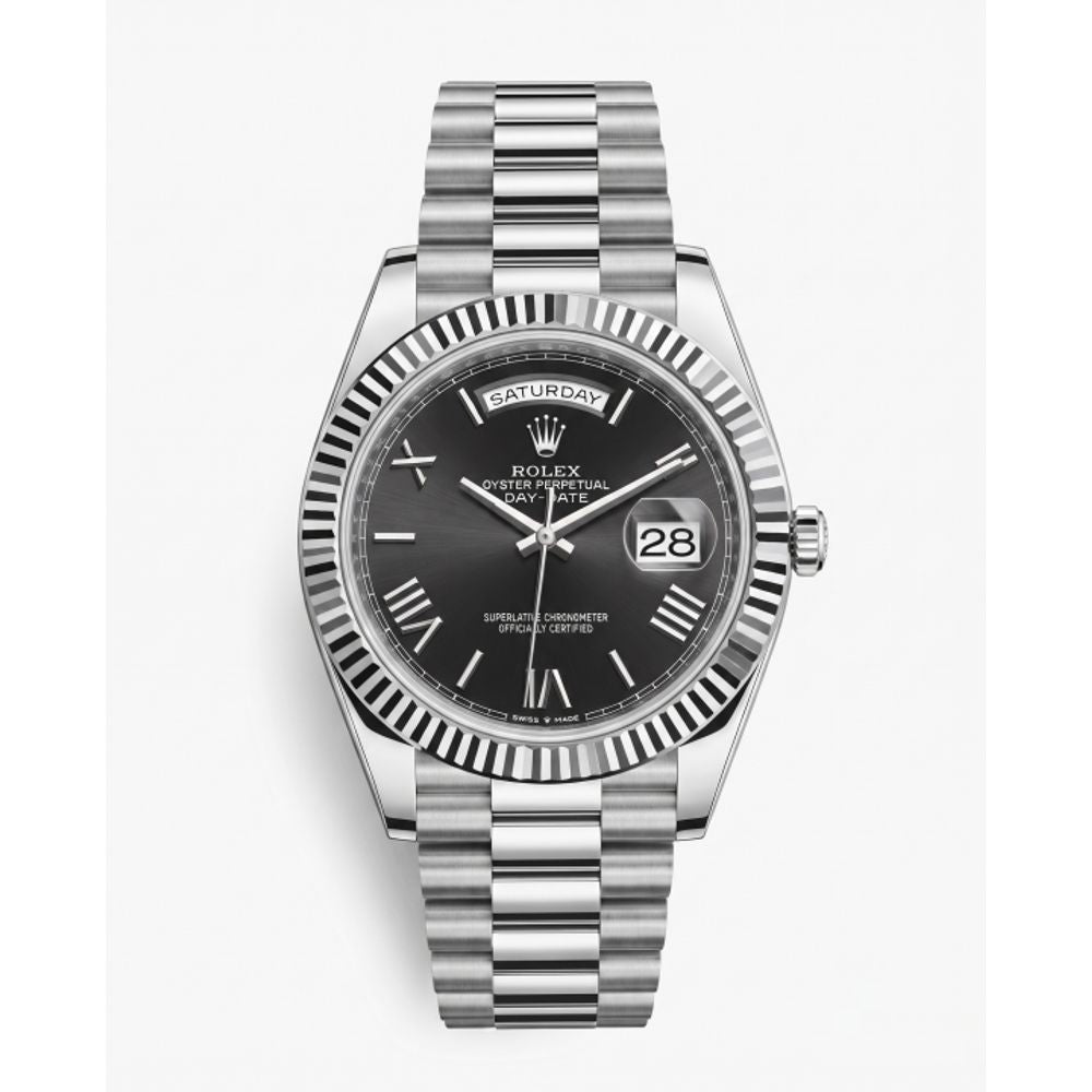 Rolee_x Oyster Perpetual Day Date Silver Black Dial