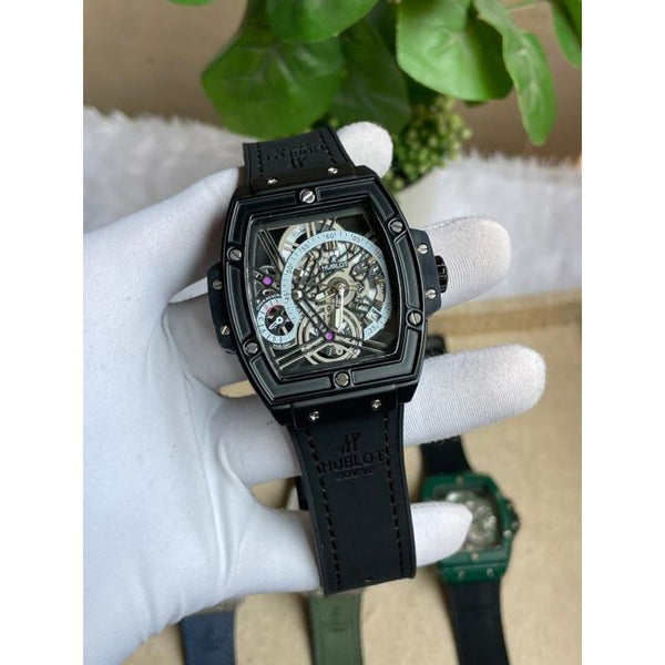 Hublot Bigbang Square Full Black Leather Belt AT519