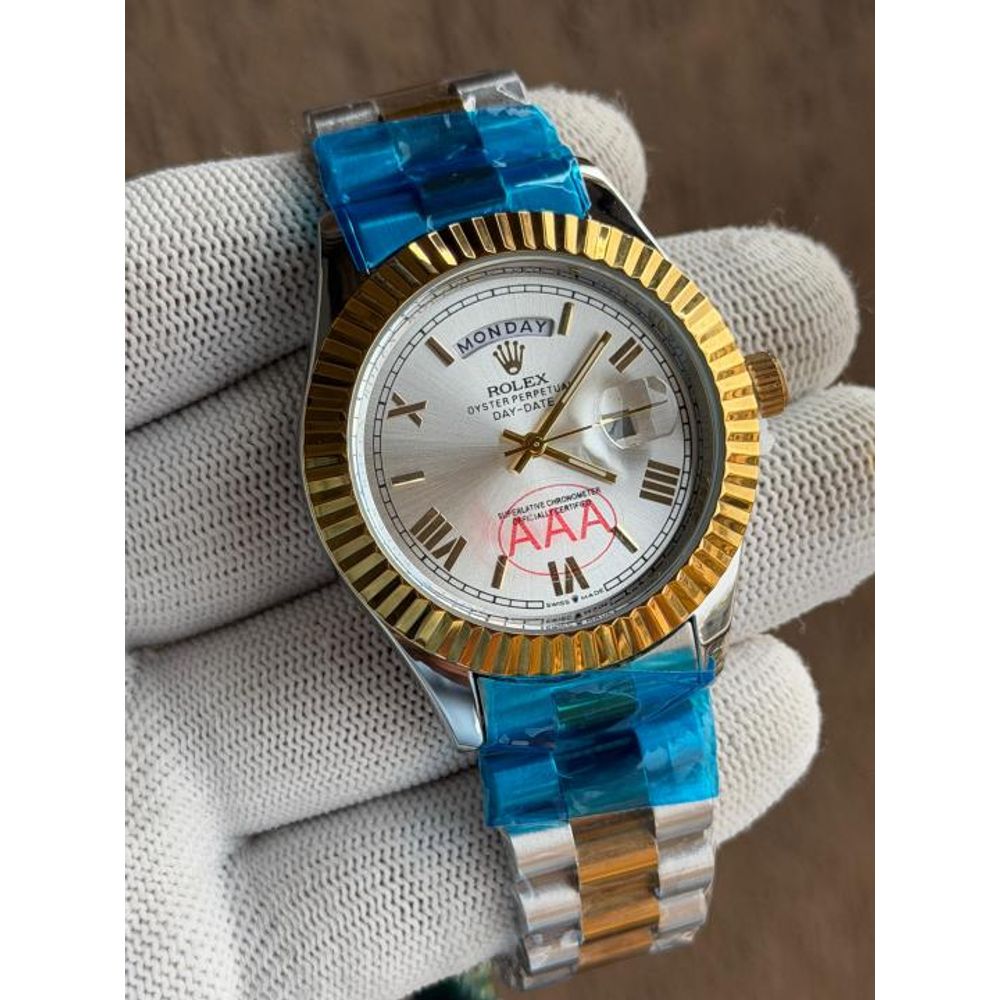 ROLLEX DAYDATE GOLD TWOTONE WHITE ROMAN DIAL AT299