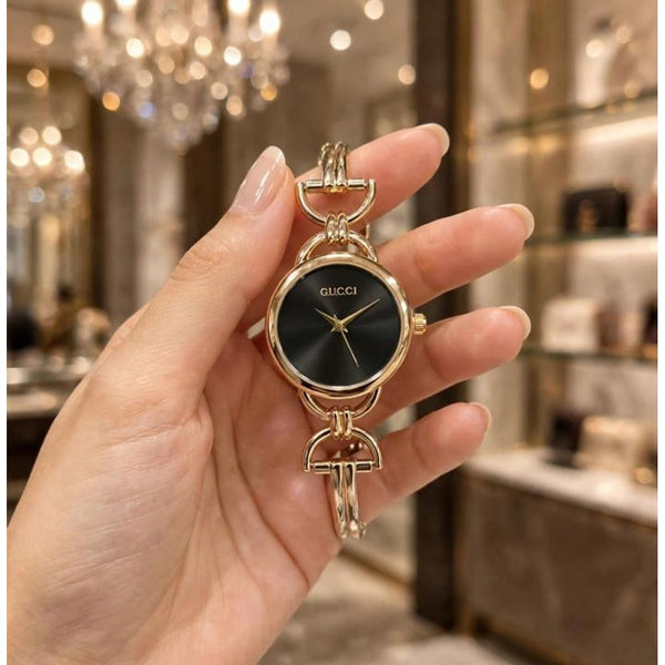 GUCHI GOLD-BLACK WATCH FOR HER 1067