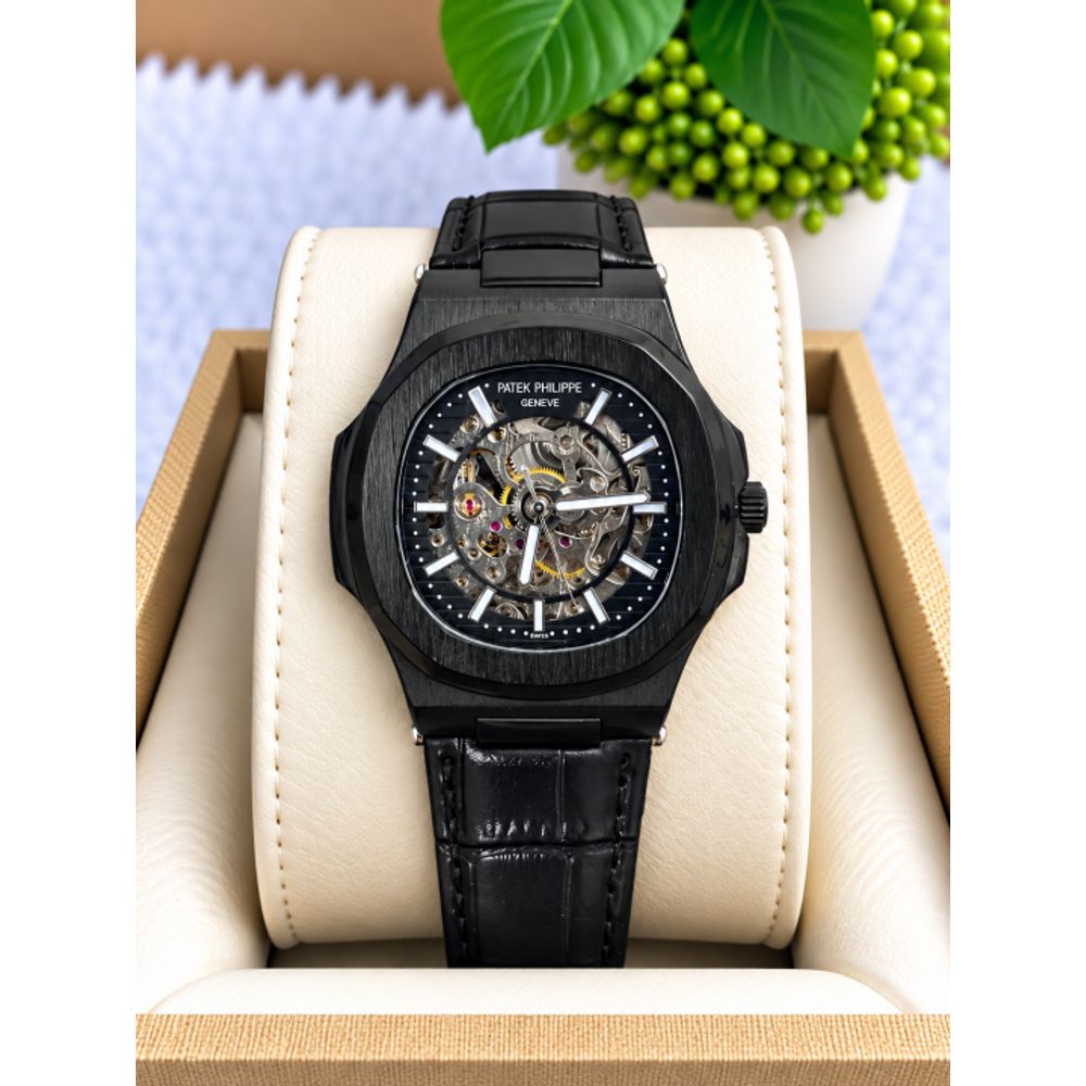 PATEK PHILIPE AUTOMATIC LEATHER BELT FULL BLACK AT288