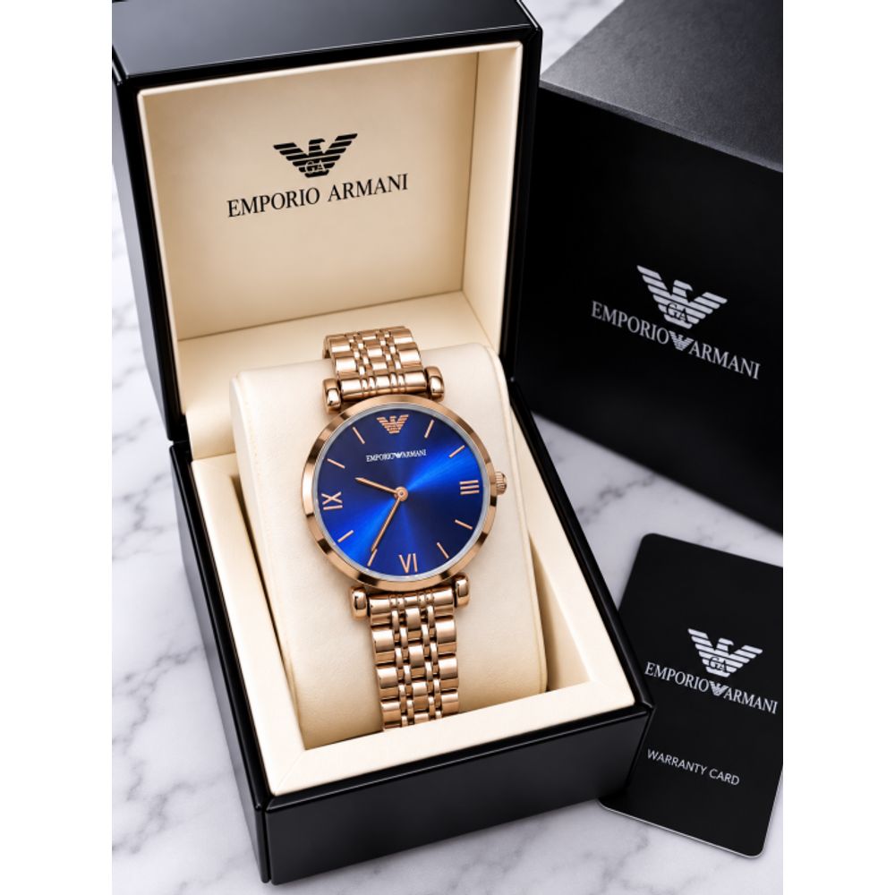 EMPORIO ArrWa%! WOMEN COPPER BLUE ROMAN DIAL AT347
