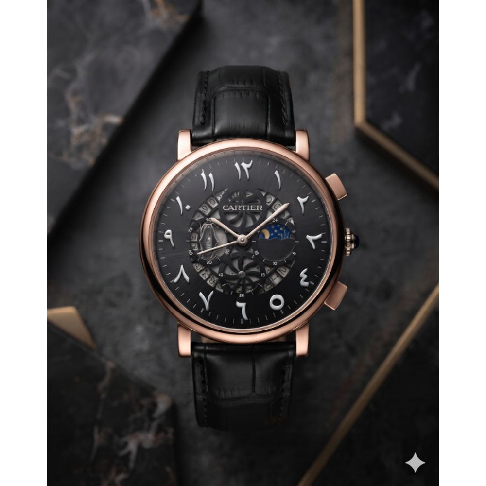 Cartire Baloon Leather Chronograph Black Copper Black Dial