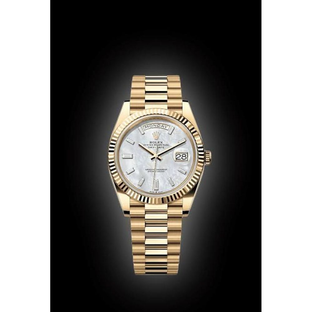 ROLE OYSTER PERPETUAL DAY DATE ZR GOLD WHITE DIAL HVY 47
