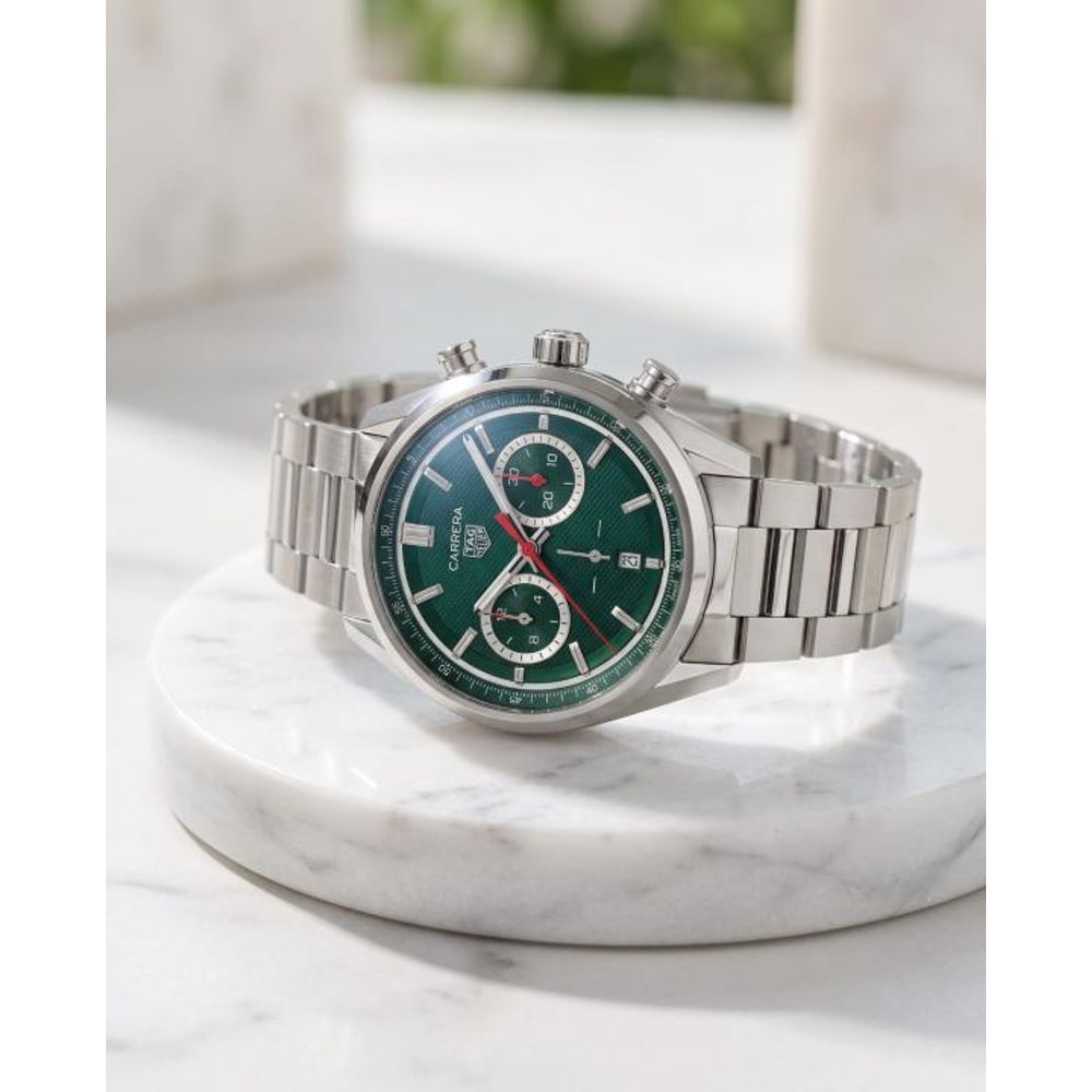 TAG Heuuer Carrera Chronograph silver green